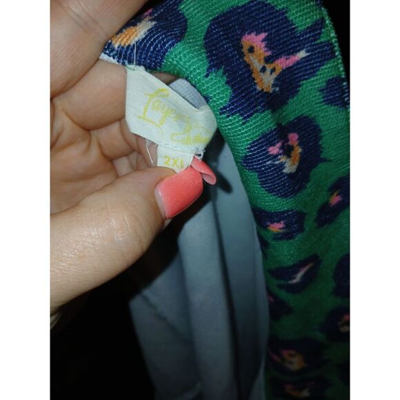 Layerz Snap Botton Up Long Sleeve Shirt Women's 2XL Green Pink Leopard Print - Picture 5 of 5